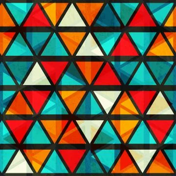 Vintage bright triangle seamless pattern with grunge effect Illustrazione stock