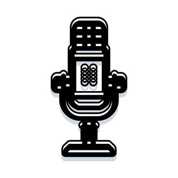 Vintage broadcast microphone featuring retro audio recording equipment Illustrazione stock