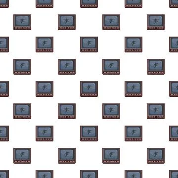 Vintage broken screen tv pattern repeating white background 스톡 일러스트