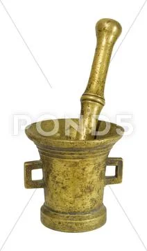 Vintage bronze mortar Stock Photos