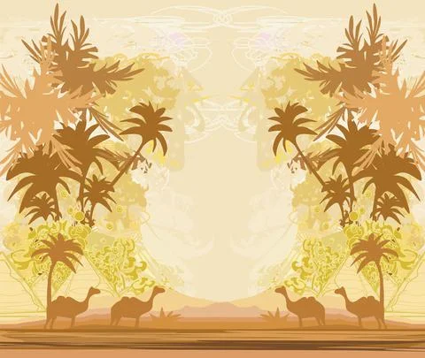 Vintage brown background with pyramids Stock Illustration
