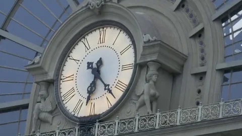 Vintage Building Clock Stock Footage 69273452
