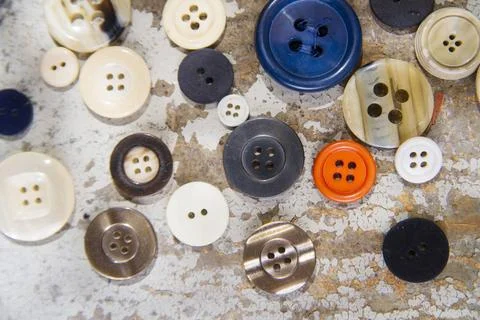 Vintage button Presentation of old buttons used for clothes and dresses Co... Stock Photos