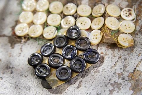 Vintage button Presentation of old buttons used for clothes and dresses Co... Stock Photos