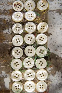 Vintage button Presentation of old buttons used for clothes and dresses Co... Stock Photos