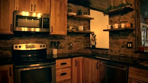 Vintage cabin kitchen, Wooden cabin in l... | Stock Video | Pond5