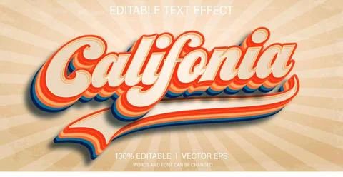 Vintage california vector text effect with modern style design Stock Illustration