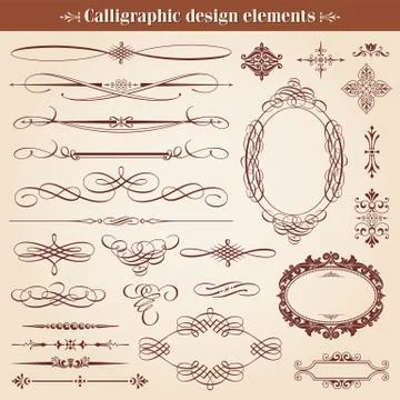 Vintage calligraphic design elements and page decoration 스톡 일러스트