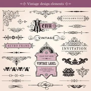 Vintage calligraphic design elements and page decoration 스톡 일러스트