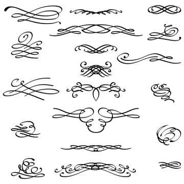 Vintage Calligraphic Design Elements. Decors and Dividers. Old Vignettes Stock Illustration