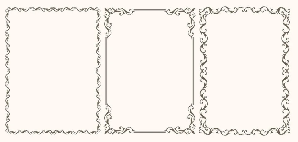 Vintage calligraphic frames set 库存插图