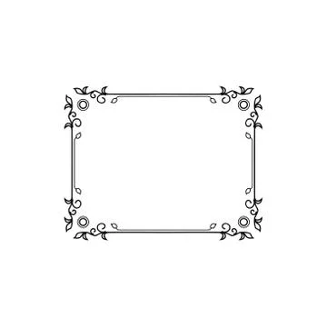 Vintage Calligraphic Square Frame Decorative Floral Border Element Flourish Stock Illustration