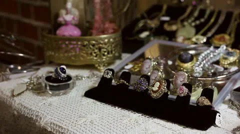 Vintage cameo ring Stock Footage 10562595