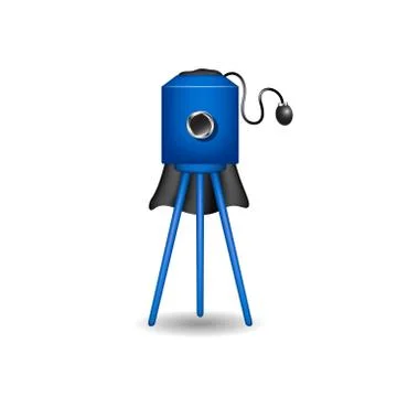 Vintage camera in blue design with shadow Stock Illustration