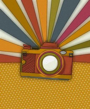 Vintage camera card copy space background layout vintage illustration Illustrazione stock