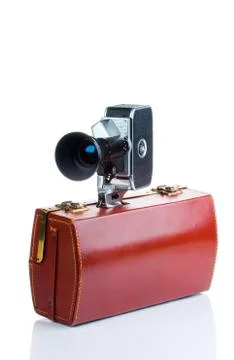 Vintage camera with case Stock-Fotos