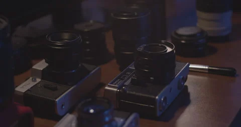 Vintage Camera Collection Stock Footage 256592467