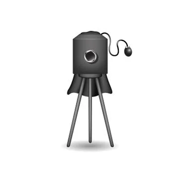 Vintage camera in dark design with shadow Illustrazione stock