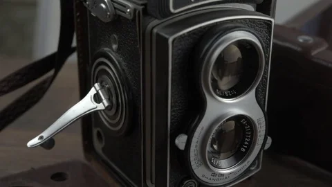 Vintage camera with dual lens Stock Footage 79317572