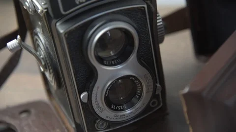 Vintage camera with dual lens Stock Footage 79317579