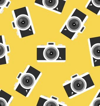 Vintage camera flat seamless pattern Stock Illustration