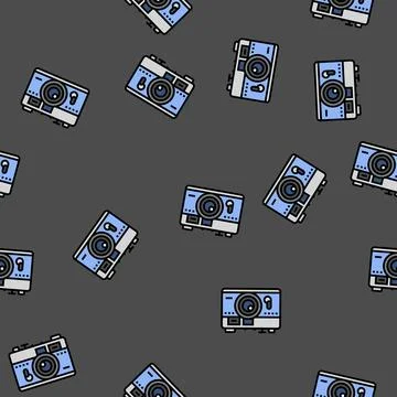 Vintage camera hipster retro vector seamless pattern イラスト素材
