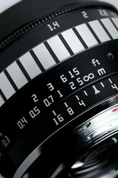 Vintage camera lens capturing light Foto stock