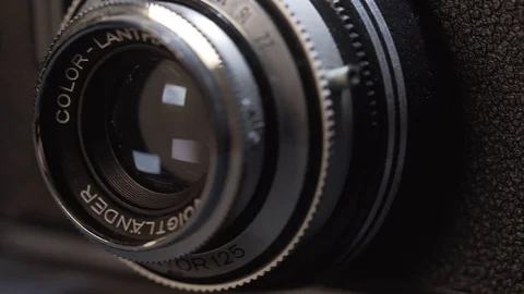 Vintage camera lens close up 2 Stock Footage 129422243