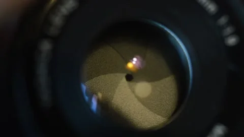 Vintage camera lens iris aperture. closeup lens iris. Stock-Footage 233580994