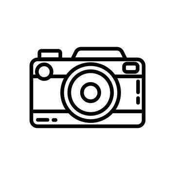 Vintage camera or retro camera flat line icon. Photo camera element vector st Stock Illustration