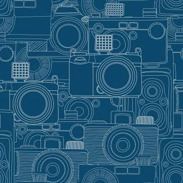 Vintage camera pattern sketch Illustrazione stock