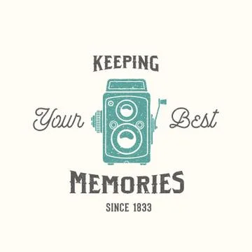 Vintage Camera Photography Vector Label, Card or a Logo Template with Retro 스톡 일러스트