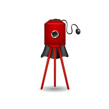 Vintage camera in red design with shadow Stock Illustration