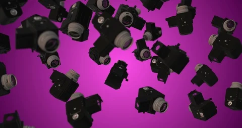 Vintage camera reflex falling 3d slow motion Stock Footage 99283139