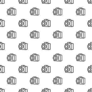 Vintage camera seamless pattern creating white background texture Stock Illustration