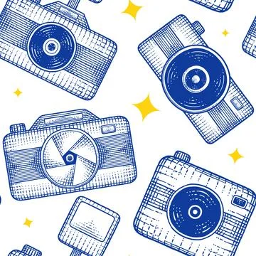 Vintage Camera Seamless Pattern Stock Illustration
