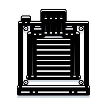 Vintage camera technology equipment flat outline icon Stock Illustration