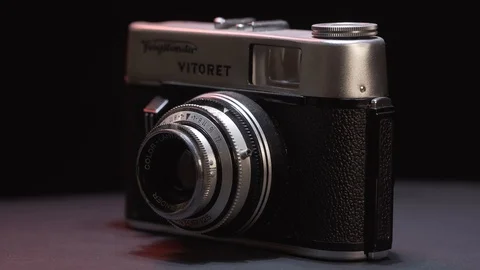 Vintage camera on turntable 360 Video stock 129422290