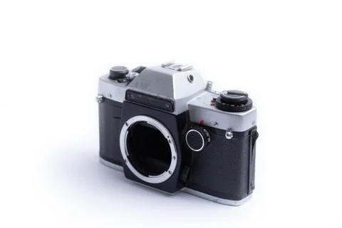 Vintage camera on white background Stock Photos