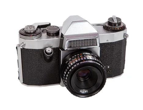 Vintage Camera on White Background Foto stock