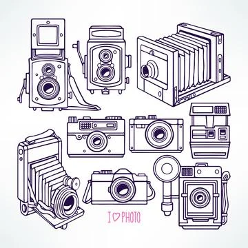 Vintage cameras Ilustração Stock