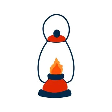 Vintage camping lantern. Flat vector illustration Stock Illustration