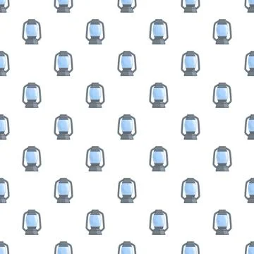 Vintage camping lantern repeating pattern on white background Stock Illustration