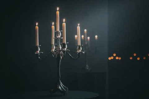 Vintage candlestick with candles Stock Photos