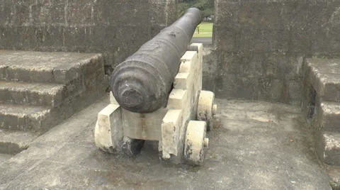 Vintage cannon view from the back Stock Footage 34186241