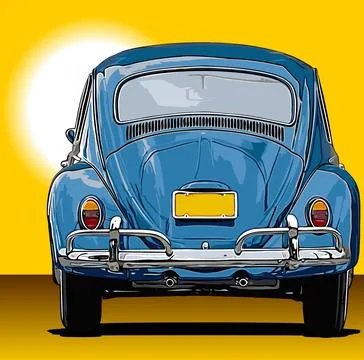 Vintage car back view vector template Stock Illustration
