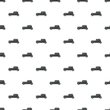 Vintage car black seamless pattern on white field Stockillustratie
