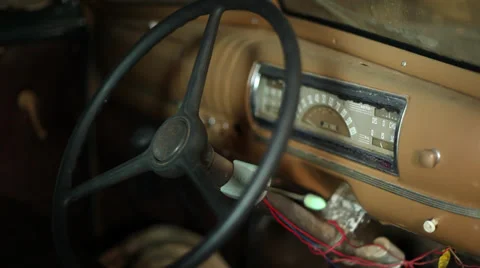 Vintage Car Dashboard Stock Footage 33004721