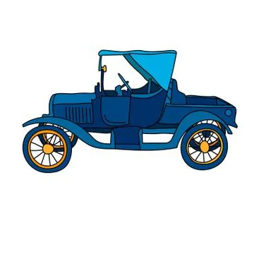 Vintage car drawing. Simple vector design, easy to edit Stock Illustration