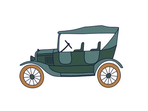 Vintage car drawing. Simple vector design, easy to edit Stock Illustration